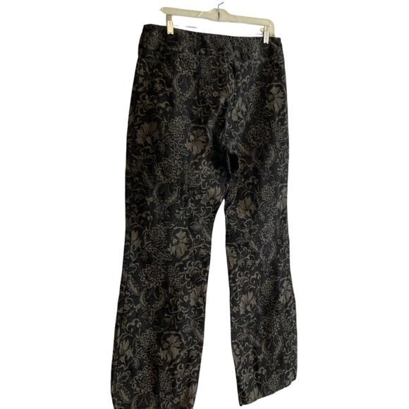 Womens Harolds Black Gold Floral Tapestry Wide Leg Cotton Denim Jeans Size 12 - Picture 15 of 16
